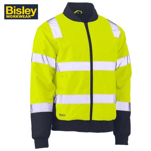 BISLEY- TAPED Hi Vis Bomber Jacket (BJ6730T) - YELLOW/NAVY, ORANGE/NAVY