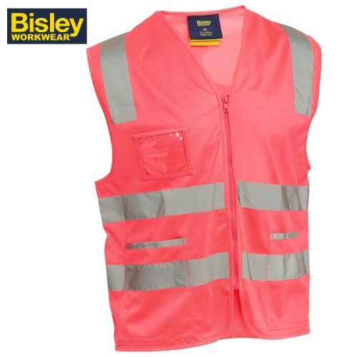 BISLEY- Taped Hi Vis Safety Zip Vest (BV0341T) - YELLOW, ORANGE OR PINK