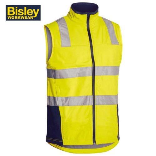 BISLEY- Taped Hi Vis Soft Shell Vest (BV0348T) - YELLOW/NAVY, ORANGE/NAVY