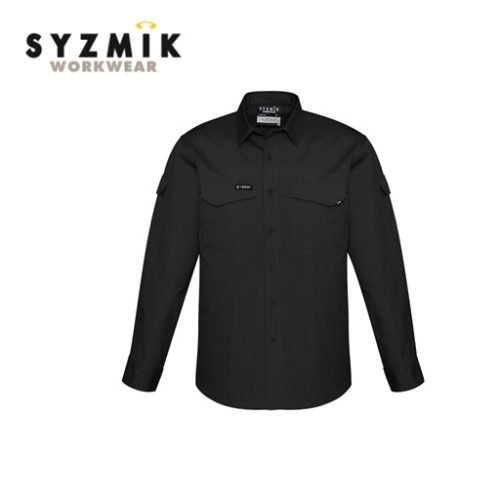 SYZMIK - Mens Rugged Cooling Long Sleeve Shirt (ZW400) - NAVY, CHARCOAL, KHAKI OR BLACK
